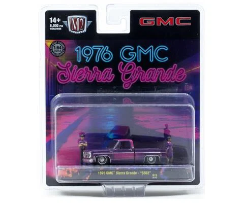 1976 GMC Sierra Grande SS02 in Purple and Pink Neon Deco with Night-Life Cowboy and Woman Figures
