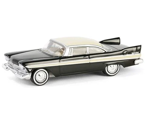 1957 Plymouth Belvedere in Jet Black and Sand Dune White - GREENLIGHT
