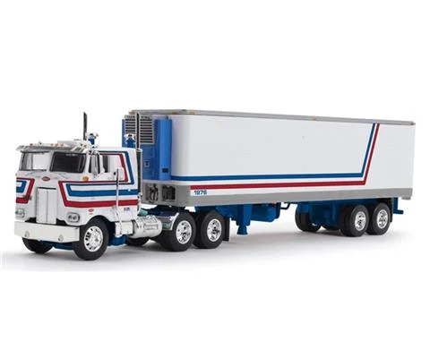 Peterbilt 352 COE 86 Sleeper with 40 Vintage Trailer with Reefer - Bicentennial Patriot Color Scheme