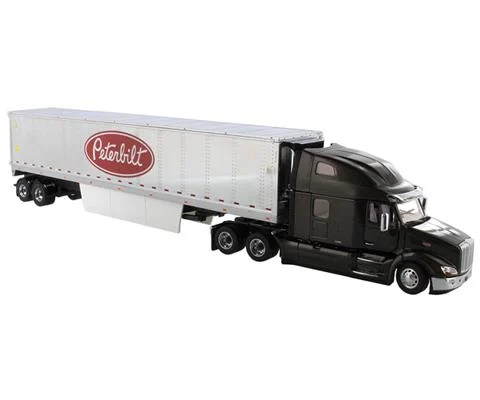 Peterbilt 579 UltraLoft Tractor in Legendary Black with 53 Chrome Refrigerated Van Trailer - DIECAST MASTERS