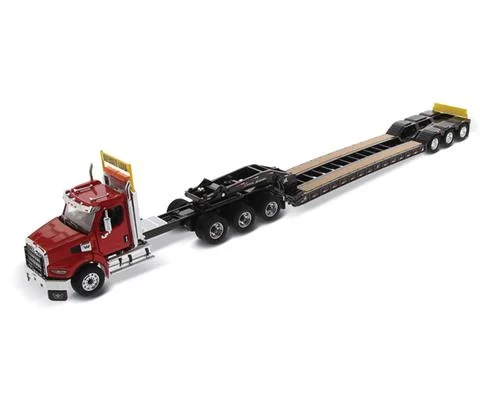 Western Star 49X SB Tridem Tractor in Red with XL 120 HDG Drop Deck Trailer - DIECAST MASTERS