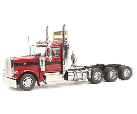 Peterbilt Model 589 131 BBC Day Cab Tridem Axle Semi in Legendary Red - DIECAST MASTERS