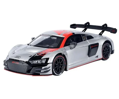 Audi R8 LMS GT3 in Metallic Grey with Red and Black Deco and Spoiler - MOTORMAX