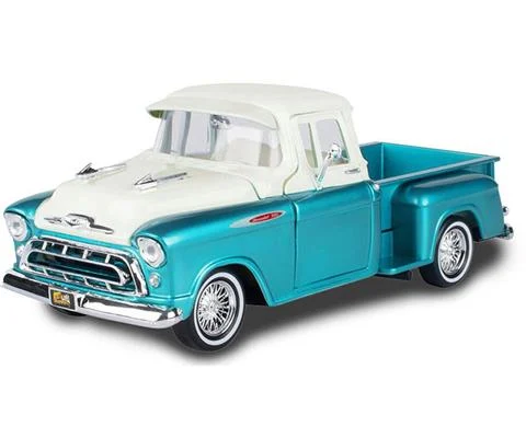 1957 Chevrolet 3100 Stepside Pickup in Light Blue and White - Get Low