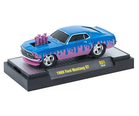1969 Ford Mustang GT in Pink and Blue - M2MACHINES