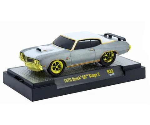 1970 Buick GS Stage 2 in Raw Body Grey and White with Gold Rims and Accents - M2MACHINES