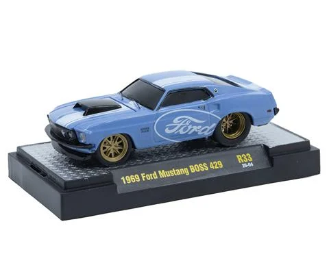 1969 Ford Mustang BOSS 429 in Blue with White Stripe and Ford Graphics - M2MACHINES