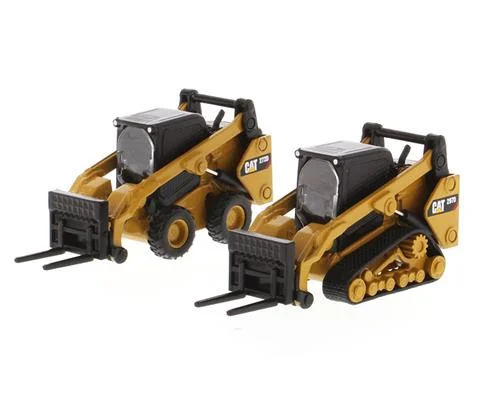 Caterpillar 272D2 Skid Steer Loader and Caterpillar 297D2 Compact Track Loader with Accessories - DIECAST MASTERS