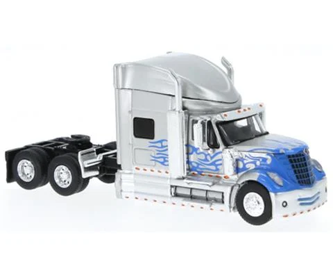 2010 International Lonestar Sleeper Cab in Silver with Blue Flames - Cab Only