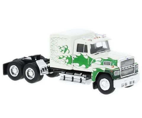 1978 Ford LTL 9000 Sleeper Cab in White with Green Flames - Cab Only