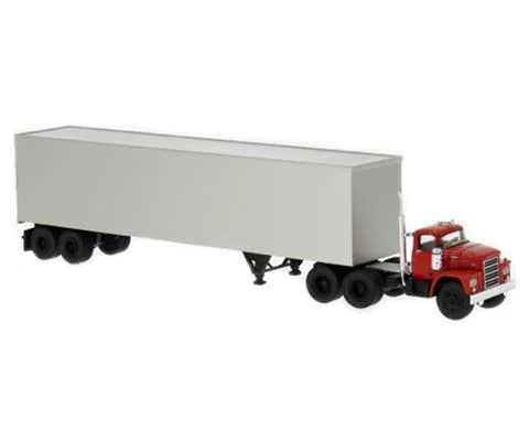 1960 Dodge LCF CT 900 in Red with Box Trailer - BREKINA