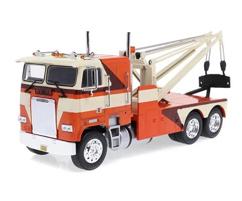 1984 Freightliner FLA 9664 Tow Truck in Orange White and Brown - GREENLIGHT