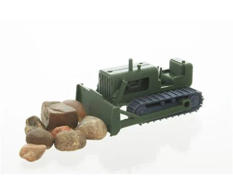 Vintage Bulldozer Tractor - army green and gray
