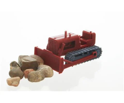 Vintage Bulldozer Tractor - dark red and gray