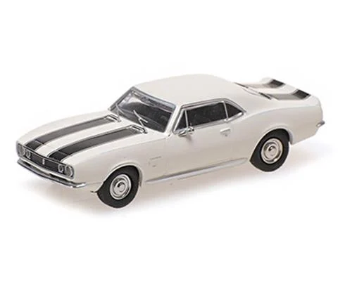 1967 Chevrolet Camaro in White with Black Stripes - MINICHAMPS