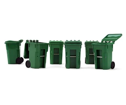 Set of 6 Trash Bins in Green - FIRST GEAR