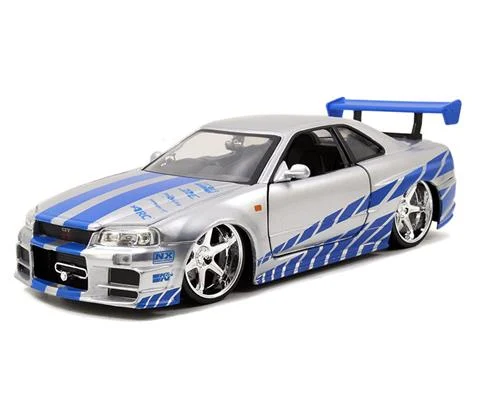 Brians Nissan Skyline GT-R R34 in Candy Silver with Blue Stripes - 2 Fast 2 Furious