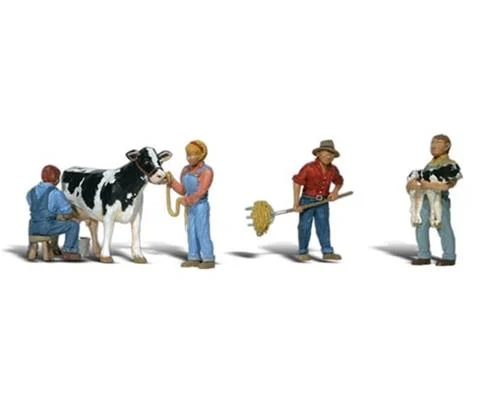 Scenic Accents - Dairy Farmers with Holstein Calf - HO Scale