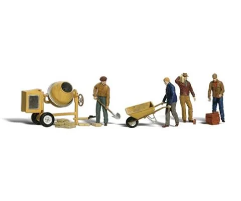 Scenic Accents - Masonry Workers with Equipment - HO Scale