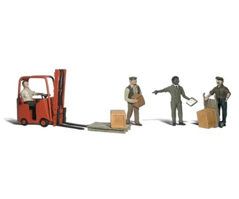 Scenic Accents - Warehouse Workers with Forklift - HO Scale