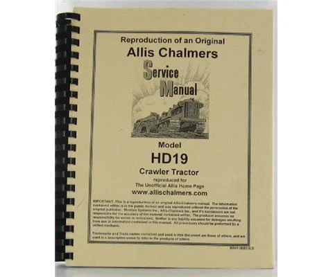 Allis-Chalmers Model HD-19 Crawler Service Manual