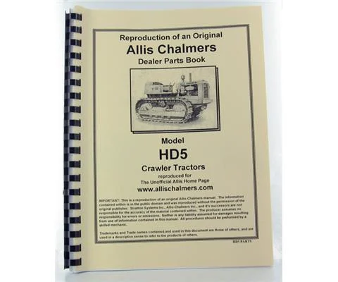 Allis-Chalmers Model Hd-5 Crawler Parts Manual