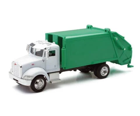 Peterbilt 335 Garbage Truck In white and Green - NEW-RAY