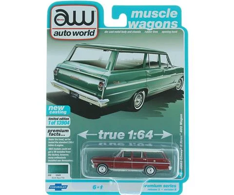 1963 Chevrolet II Nova 400 Station Wagon in Azure Aqua - AUTO WORLD