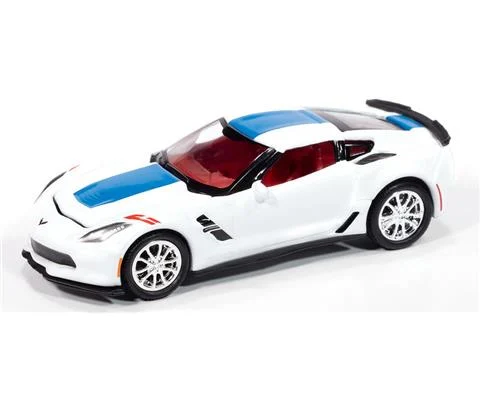 2018 Chevrolet Corvette Grand Sport in Arctic White with Red Fender Grand Sport Stripes and Blue Hood Roof Trunk Stripe - AUTO WORLD