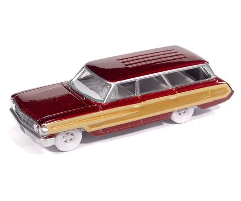 1964 Ford Country Squire in Ultra Red with Honey Colored Wood Trim - AUTO WORLD