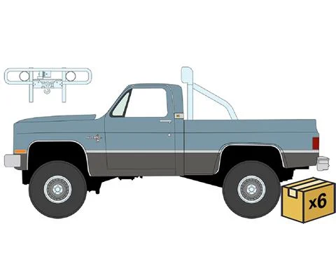 1987 Chevrolet Silverado Fleetside 4x4 Pickup Truck with Roll Bar and Push Bar in Light Blue with Steel Gray Lower - AUTO WORLD