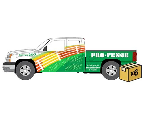 Pro Fencing - 2003 Chevrolet Silverado Pickup Truck in White with Full Color Wrap and Green - 6-Piece Set