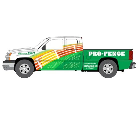 Pro Fencing - 2003 Chevrolet Silverado Pickup Truck in White with Full Color Wrap and Green