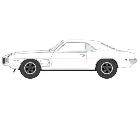 1969 Pontiac Firebird Trans Am in White with Blue Stripes - AUTO WORLD