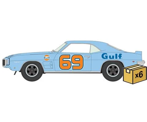 1969 Pontiac Firebird Trans Am in Gulf Blue with Orange Stripes - 6 pieces in a Non-Returnable Factory-Sealed CASE