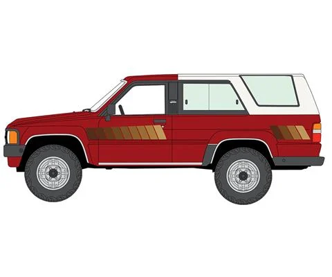 1984 Toyota 4Runner Pickup Truck in Wine Red with White Top - NEW CASTING