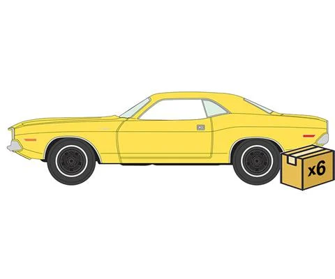 1970 Dodge Challenger in Bright Yellow - 6 pieces in a Non-Returnable Factory-Sealed CASE