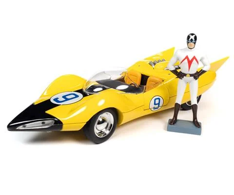 Speed Racer Shooting Star in Yellow with #9 on Door with Racer X Figure - AUTO WORLD