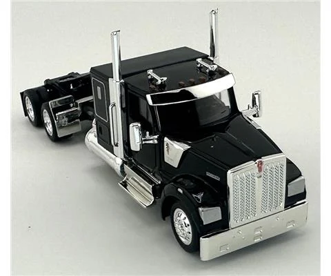 Kenworth W990 Flat Top Sleeper Cab in Black - HO LOGISTICS