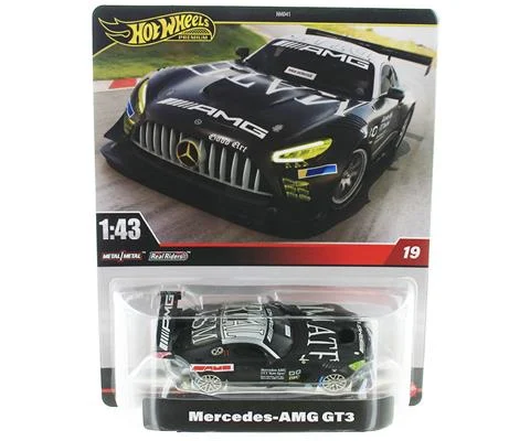 Mercedes AMG GT3 in Flat Black with Materialism Graphics - Hot Wheels Raw Spec