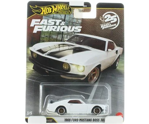 1969 Ford Mustang Boss 302 in White - HOT WHEELS