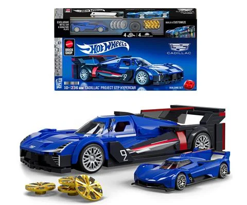 Cadillac Project GTP Hypercar Building Kit in Blue - Mattel Brick Shop - Hot Wheels Speed Series