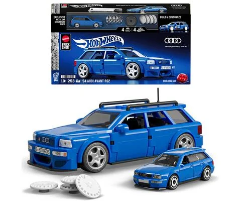 1994 Audi Avant RS2 Hatchback Building Kit in Blue - Mattel Brick Shop - Hot Wheels Speed Series