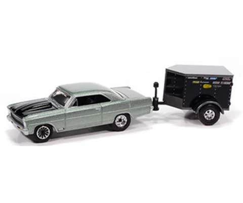 Drag Drive - David Armentrouts 1967 Chevrolet II Nova in Willow Green Poly with Small Enclosed Trailer in Gloss Black