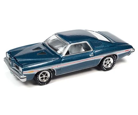 1973 Pontiac Lemans GT in Porcelain Blue Poly with GT White and Red Side Body Stripes - JOHNNY LIGHTNING