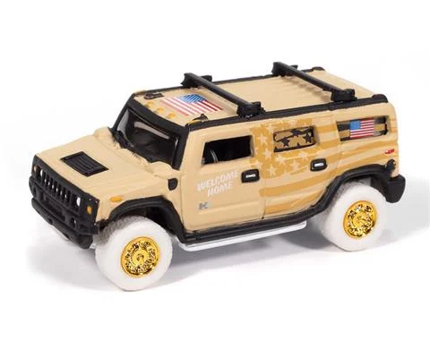 2004 Hummer H2 Wagon in Sand Tan with White and Gold Accents - Welcome Home Parade Vehicle