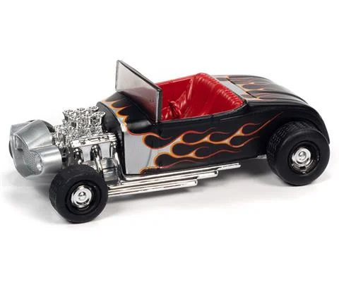 The Emperor in Flat Black with Silver and Red Flames - JOHNNY LIGHTNING