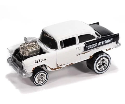 Zingers - 1955 Chevrolet Bel Air Gasser in Flat White with Black Two-Tone Sides and Rusty Vintage Lettering