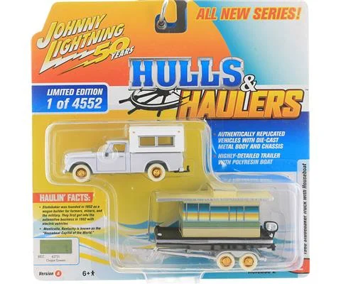 1960s Studebaker Pickup in Oasis Green with Houseboat - JOHNNY LIGHTNING