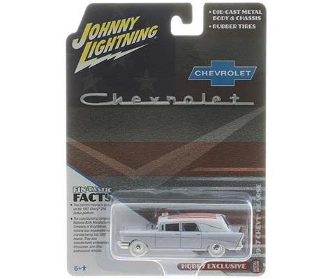 1957 Chevrolet Hearse with American Flag Graphics - JOHNNY LIGHTNING